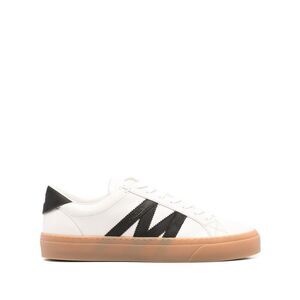 MONCLER Leather Low-Top Sneakers with Signature Striping Men WHITE